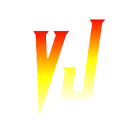 the vj logo on a black background